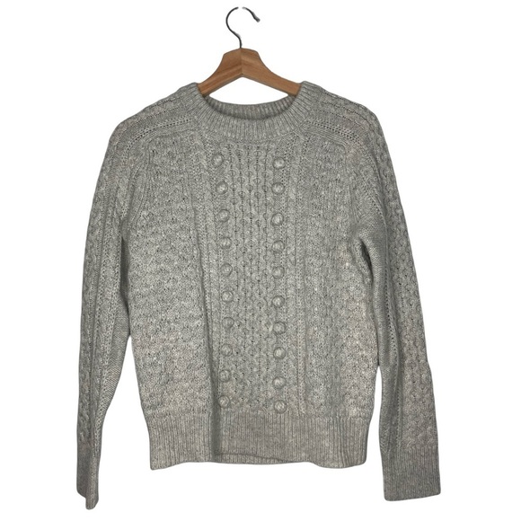 J.CREW POPCORN CABLE KNIT SWEATER GRAY XS est. CHUNKY COZY WINTER LAYERING TOP - Picture 3 of 10